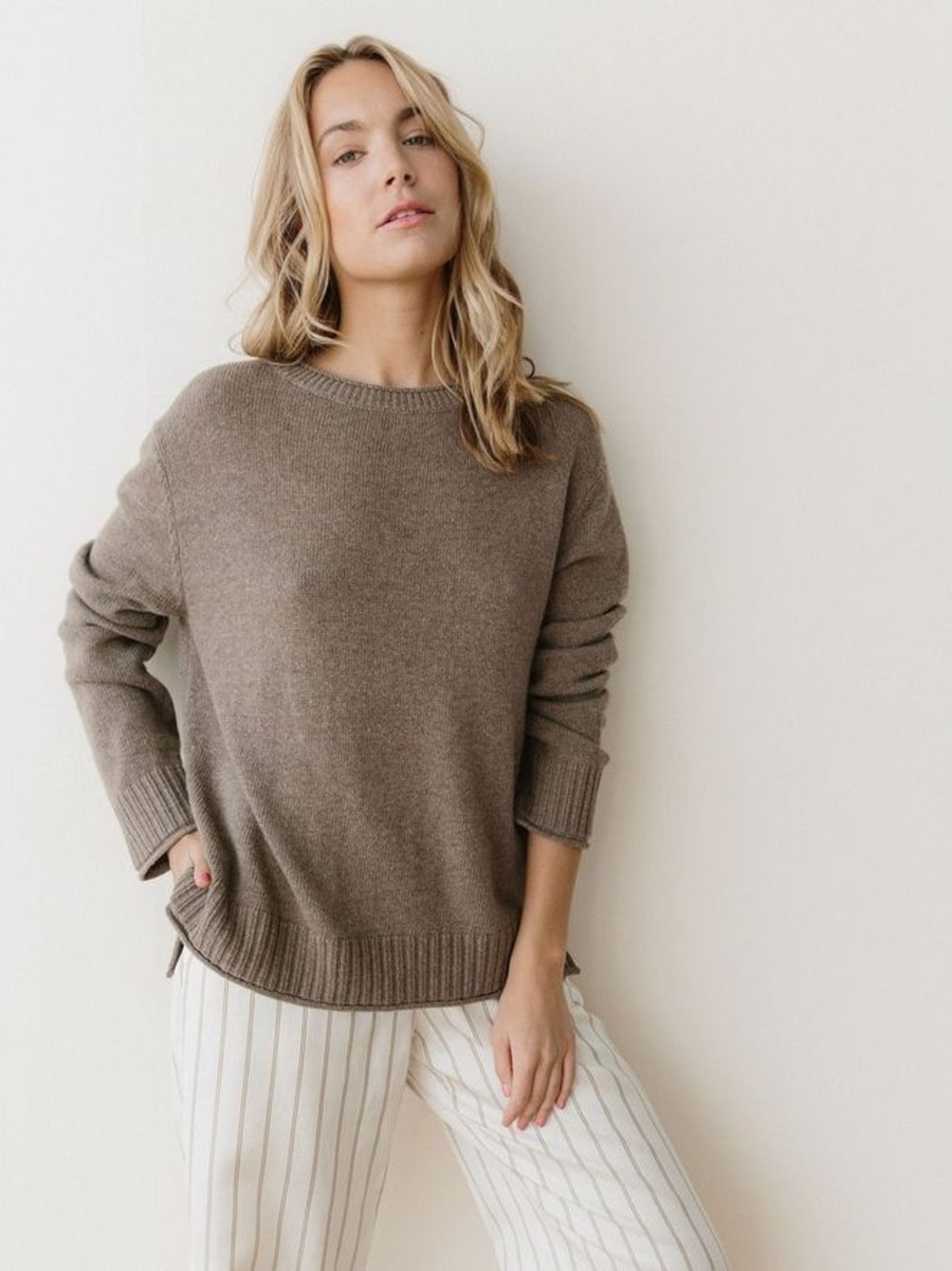 Jenni Kayne Taupe Crewneck Sweater